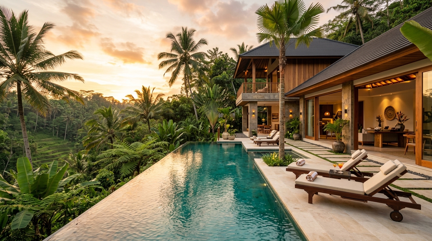 Ubud boutique retreat website with wellness booking system and local SEO